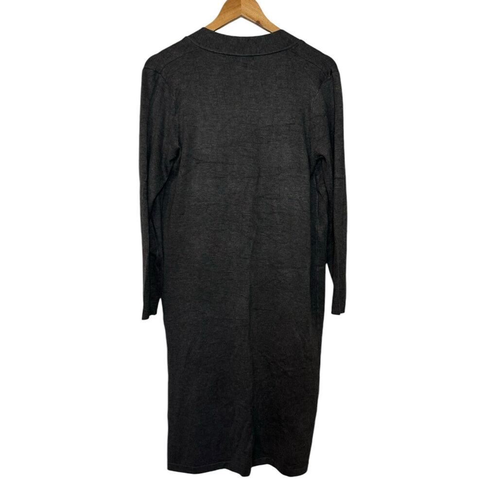 Magaschoni Dark Gray Longline Duster Open Front Cardigan Sweater Petite Medium - Picture 2 of 6